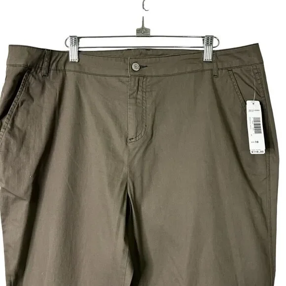 Pendelton Essential Pants Size‎ 18 Green Cotton Straight Leg TH173-82908 NEW - Picture 2 of 12